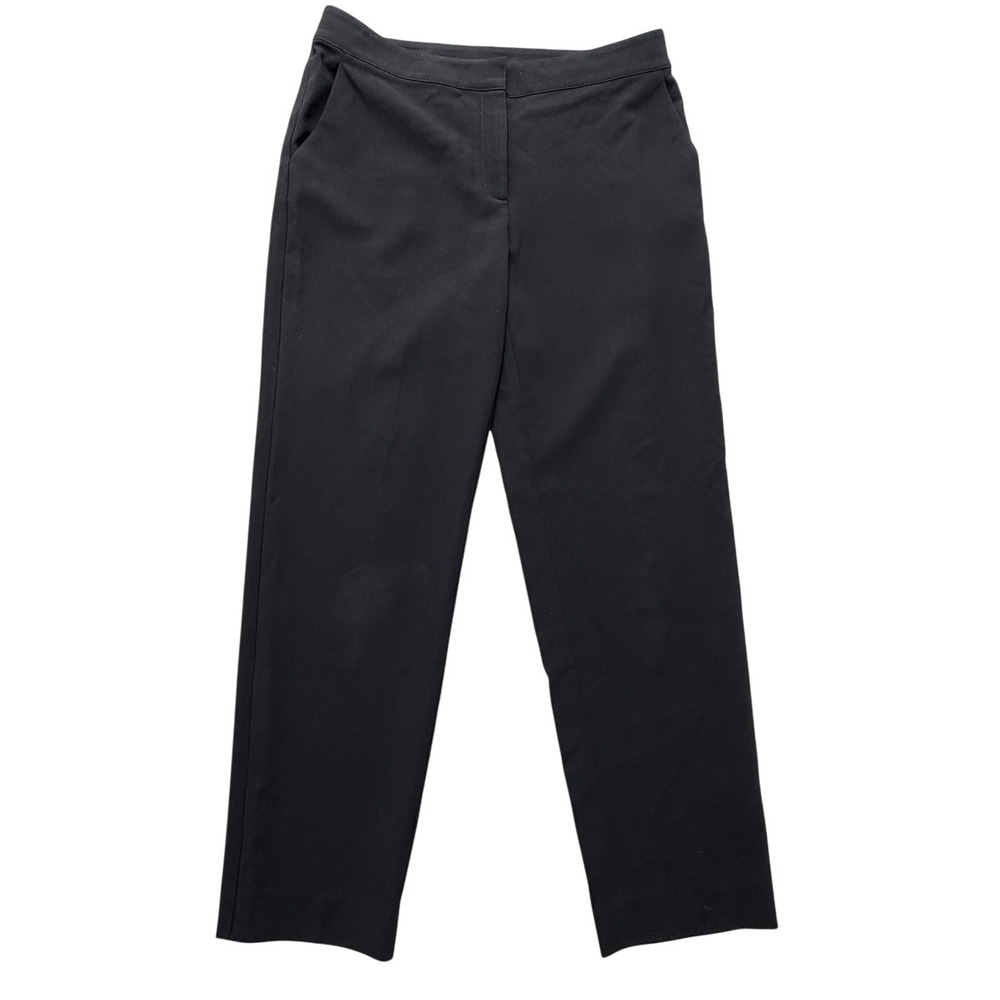 St John Dress Pants Womens 10 Black Cropped Straight Leg Zip Pockets Career